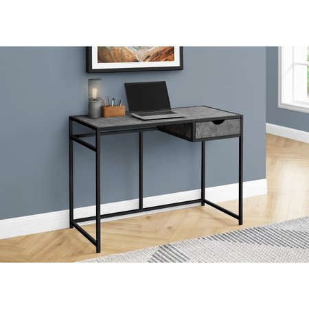 DAPHNES DINNETTE 42 in. Metal Computer Desk, Grey Stone-Look - Black DA2618282